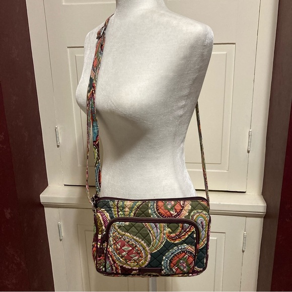 Vera Bradley Green Multicolor Quilted Handbag Bag Crossbody Purse Paisley Floral - Picture 2 of 10